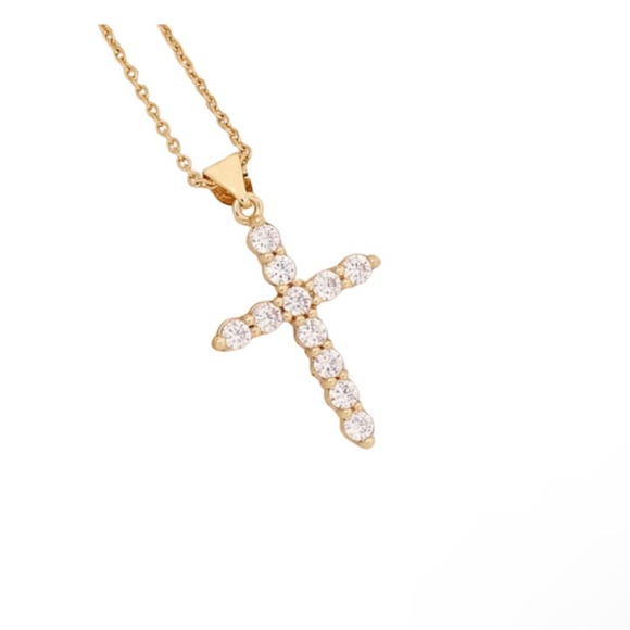 White Gold Diamond Cross Necklace - Picture 1 of 1